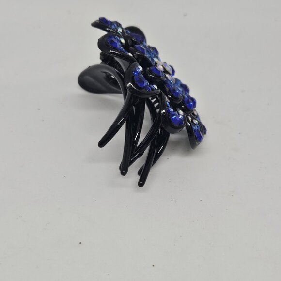 Crystal Flower Claw Hair Clip - Dark Blue - 137 crystals - Picture 6 of 12